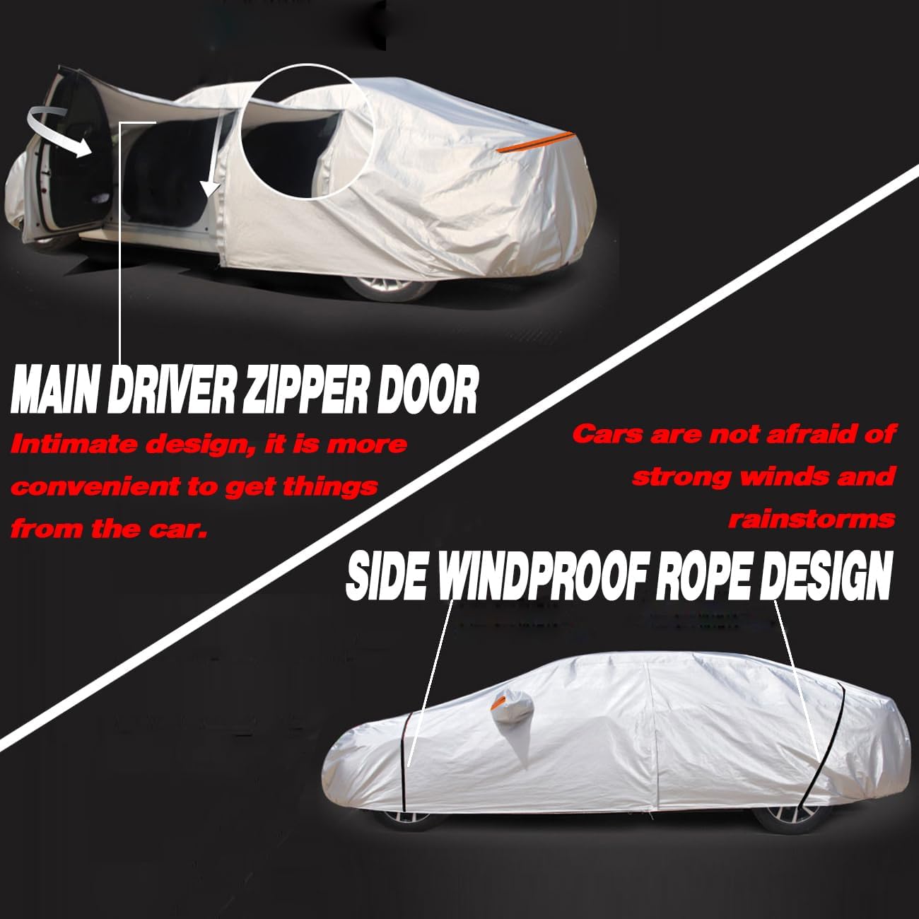 TUCAREST 6 Layers Full Car Cover for SUV- Waterproof, Insulated, Anti-UV, Snow-Proof, Hail-Resistant, Anti-Wind, All-Weather, Thickened Protection, up to 208 in