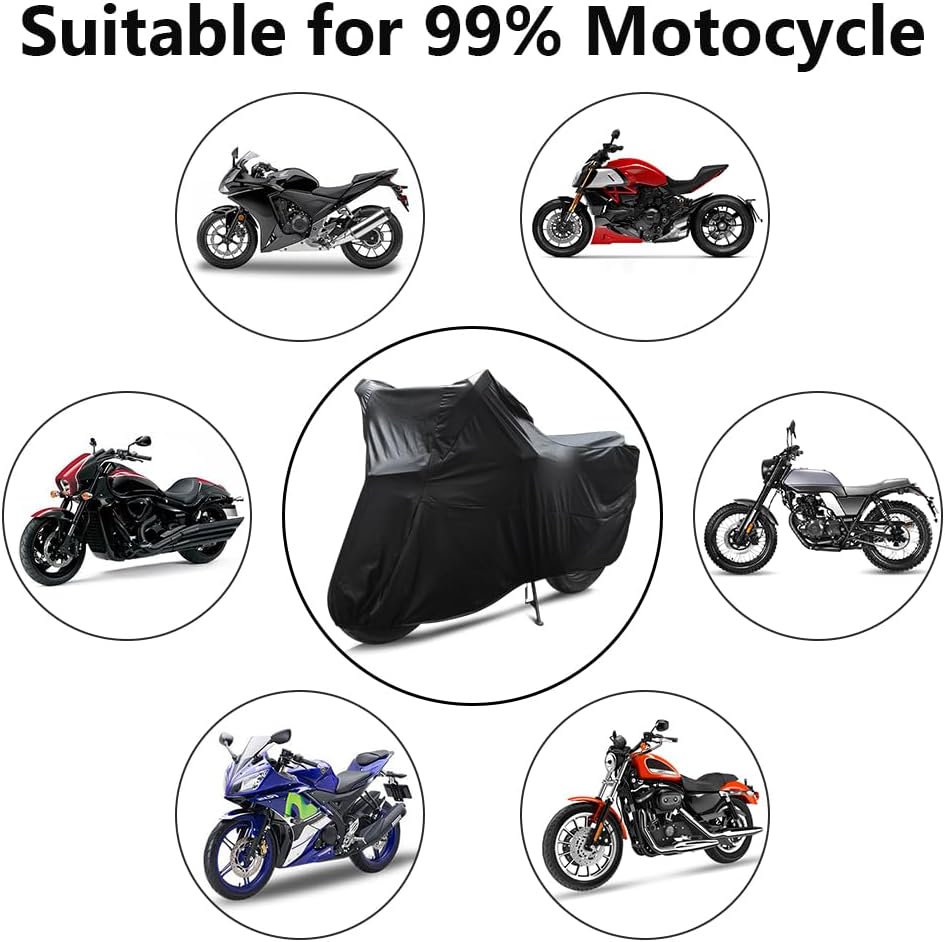 Motorcycle Cover Soft Stretch Waterproof Motor Cover Dustproof Durable Motorbike Cover for Indoor and Outdoor, 116 inches