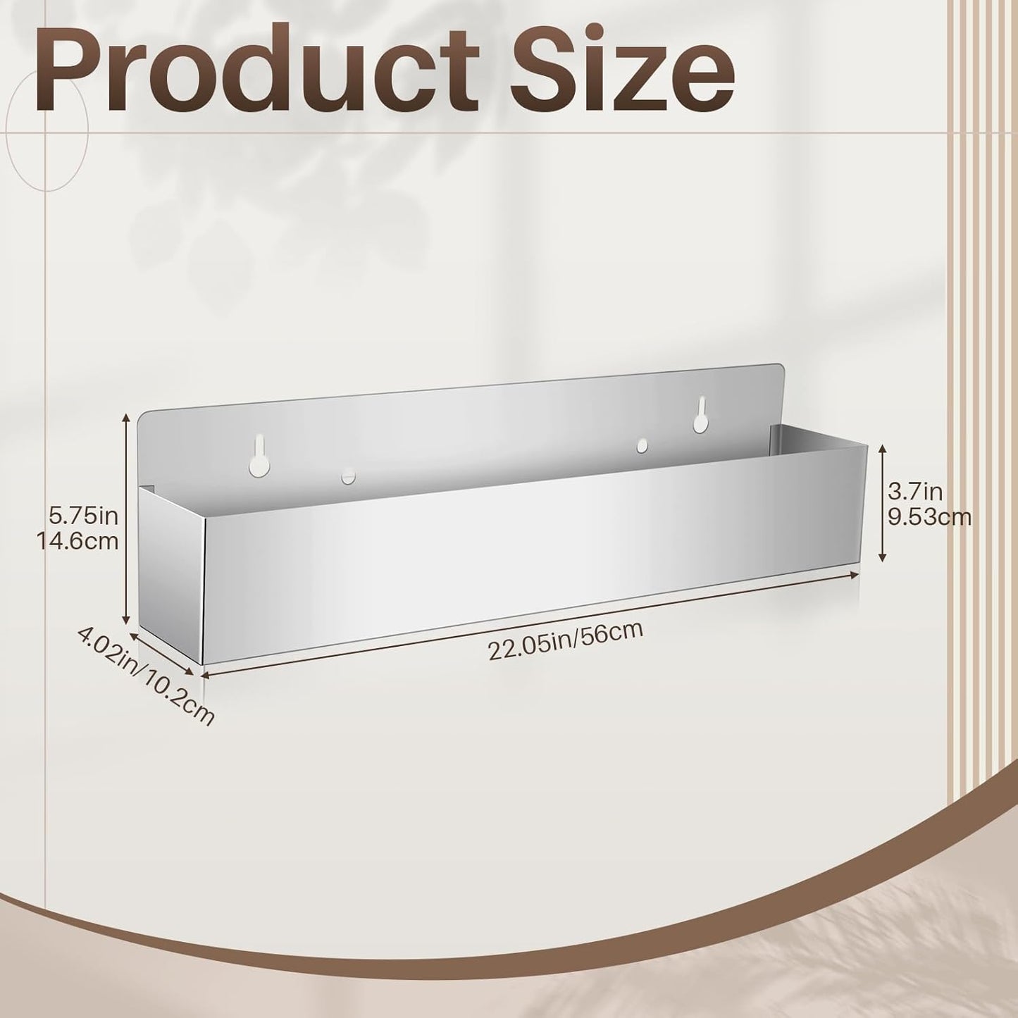 Tanlade 1 Pieces 22 Inch Single Speed Rail Stainless Steel Liquor Bottle Holder Wall Mounted Spray Bottle Rack Drink Rail Shelf for Bars, Silver