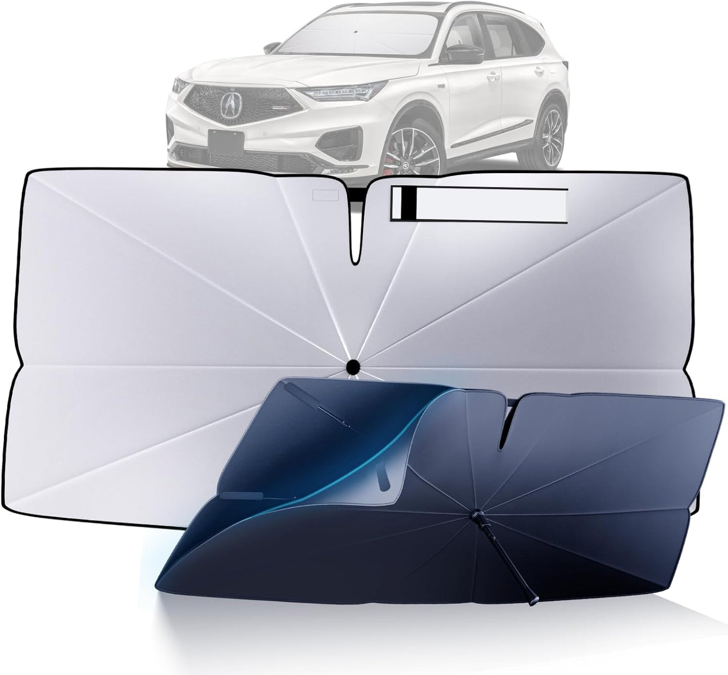 Windshield Sun Shade Umbrella for 2022-2025 Acura MDX Accessories: Custom Fit 240T Silver, Double Thickened, Foldable Sunshade Window Sun Visor, Ultimate 99% UV Blocking for Base, Technology, A-Spec