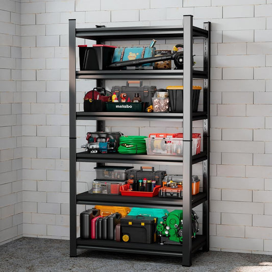 Commercial Adjustable Storage Rack, Maintenance Tool Rack, Anti-Corrosion and Rustproof, 500 lbs. Load Capacity per Level, Suitable for Garage, Workshop, Supermarket Storage (81.9 “H*39.4 ”W*17.7 "D)