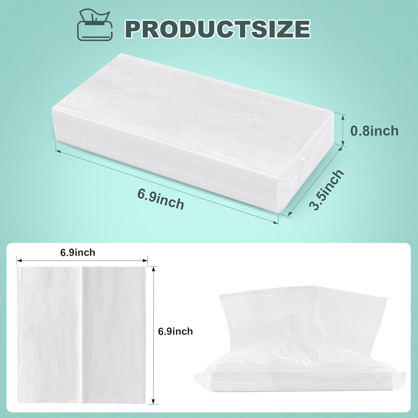4-Ply Car Tissue Refills (1920 Layers) - 16 Pack Travel Size Tissues, Soft & Strong Disposable Facial Tissues for Car, Office, Home - 480 Sheets