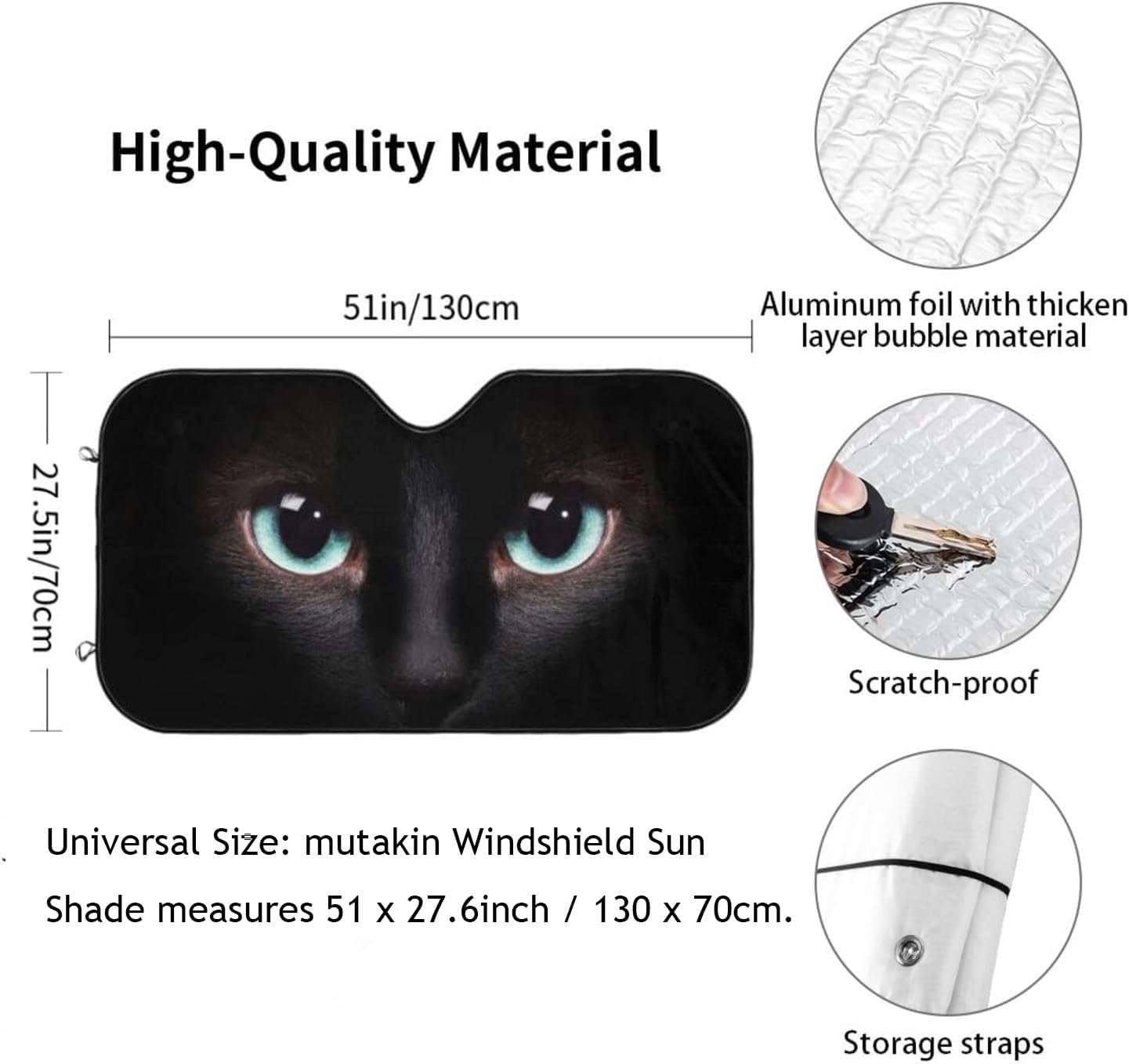 Black cat Eyes Car Windshield Sunshade Front Window Sun Visor Protector Foldable Shield Cover for Truck SUV