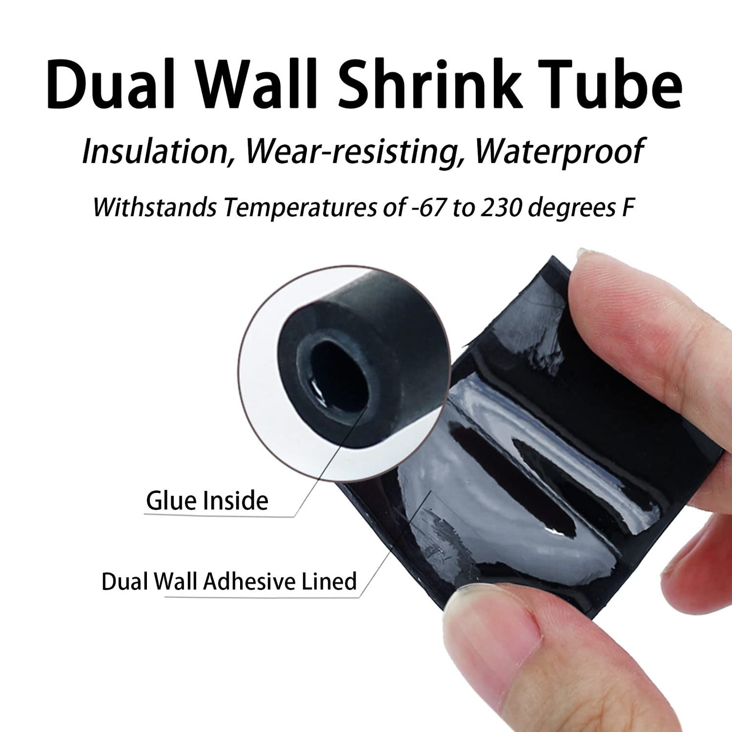 3:1 Ratio Heat Shrink Tubing Roll Adhesive Lined Industrial Marine Grade Dual Wall Heat Shrink Tube Waterproof and Sealed Black (1-1/4 inches(30 mm), 10 Feet)