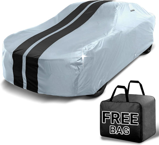 iCarCover Custom Car Cover for Chevy Styleline Special (1949-1952) Waterproof All Weather Rain Snow UV Sun Protector Full Exterior Indoor Outdoor Car Cover (Stripe - Gray/Black)