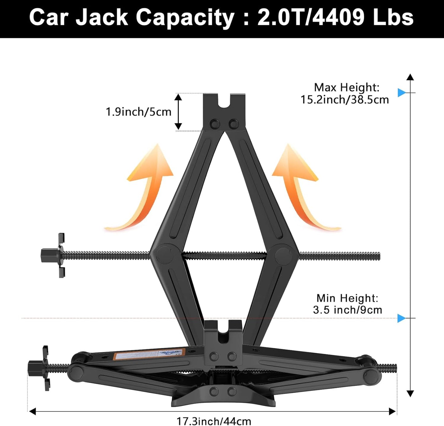 IMAYCC Scissor Lift Jack, Compact Car Jack Kit for Auto SUV, RV, MPV with Smart Ratchet Design, Heavy Duty Tire Changing Kit Lifting 2 Ton (4409 lbs) Tire Jack.