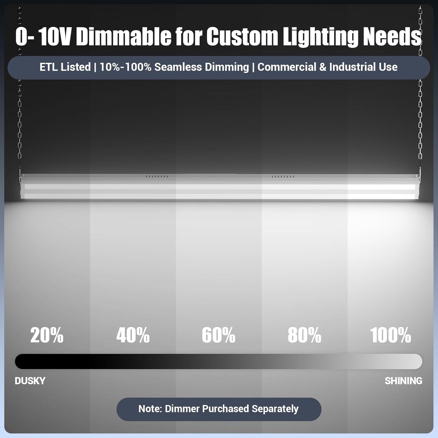 LED Linear Shop Lights 300W, 45000LM Led High Bay Lights 5000K Daylight 120-277V,Led Garage Light for Shop Workshop Store Commercial Supermarket Warehouse Basement Exhibition Room ETL-2Pack