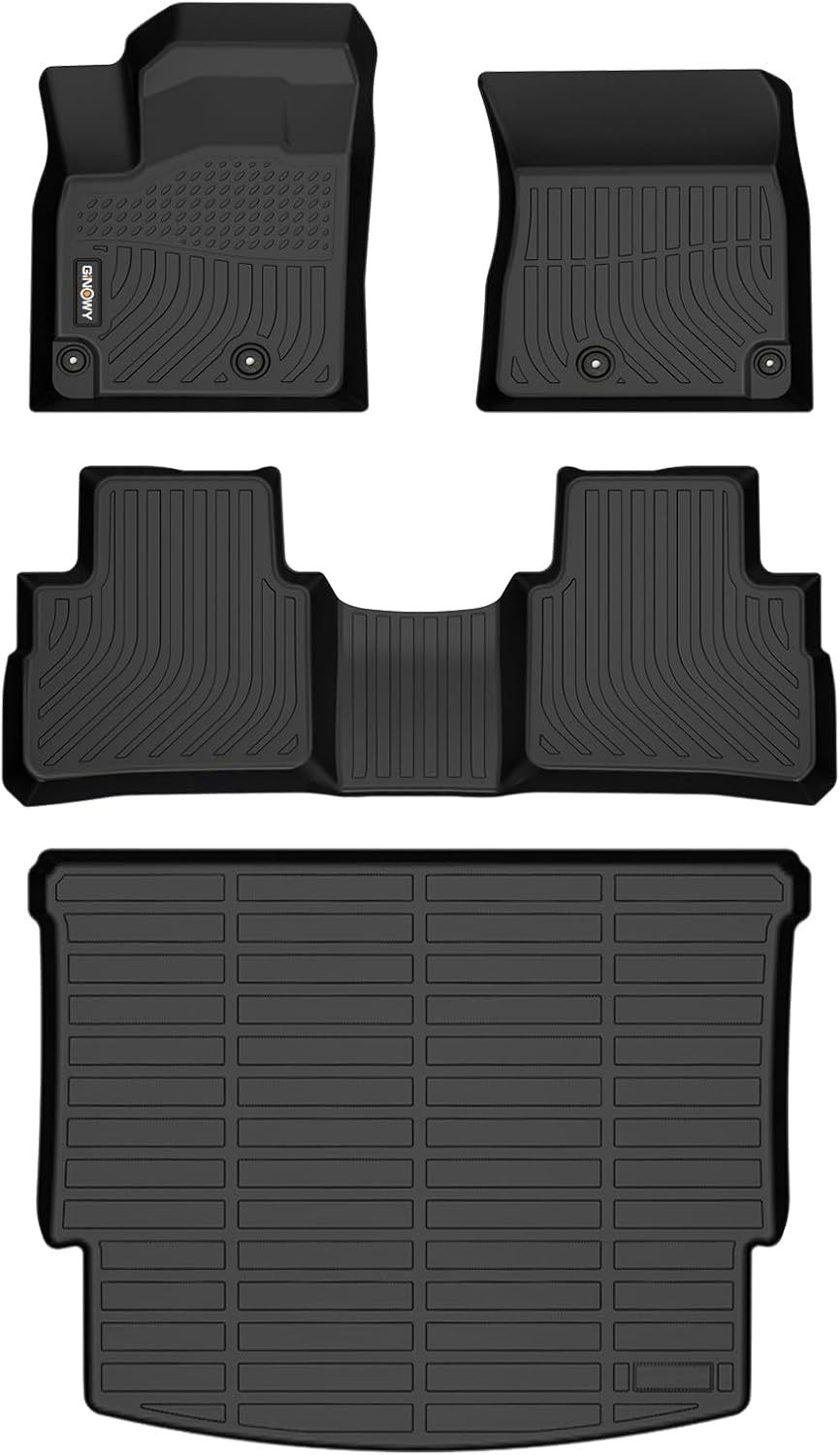 GINOWY-Floor Mats & Cargo Liner for Nissan Rogue 2021-2024 2025 (Not for Rogue Sport) TPE All Weather 2024 Rogue Car Mats Non-Slip Trunk Mat Waterproof Rogue Accessories Black