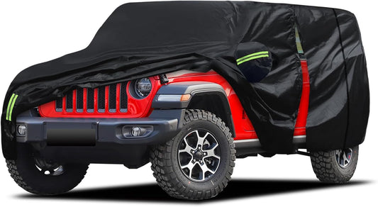 Car Cover Custom Fit for Jeep Wrangler 4 Door 2006-2025 JK JL, Migaven Waterproof Full Exterior Cover Rain Sun Protection with Door Zipper
