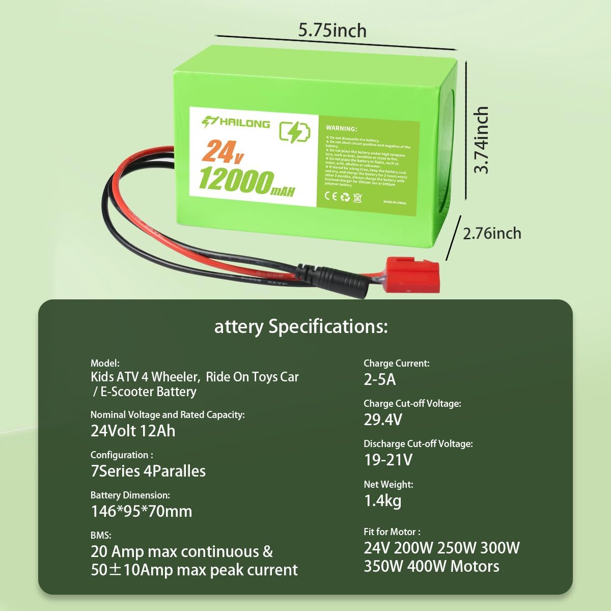 24V 12Ah Battery & Charger Kit for Kids Ride-On Cars | Compatible with 24V Torex UTV 4X4 & Electric ATVs | 7S4P 29.4V with Safety Harness & Red Plug (Flex 24V12Ah 20hr)