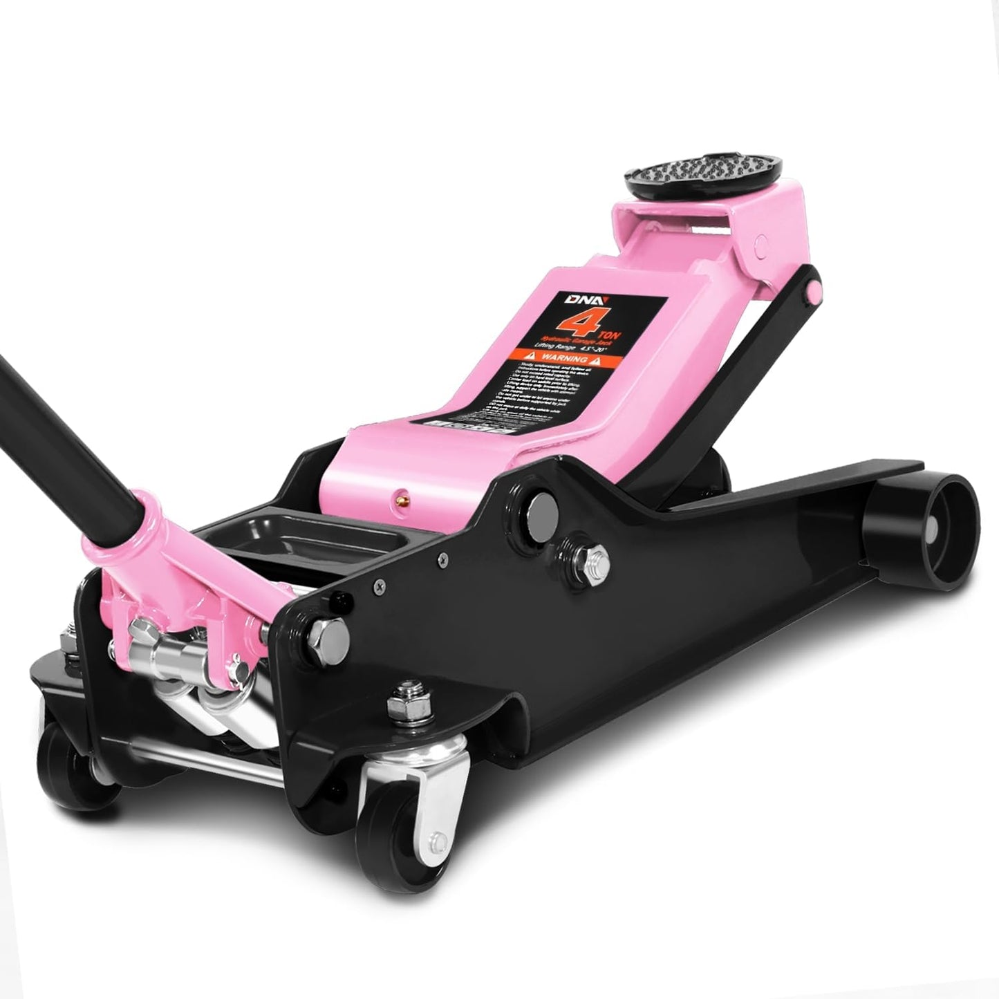 DNA MOTORING Floor Jack 4 Ton (8000 lbs) Capacity, Fast Lift Low Profile Hydraulic Trolley Jack, Steel Heavy-Duty Service Car Jack, Lifting Range 4.5"-20", Pink, TOOLS-00308-PK