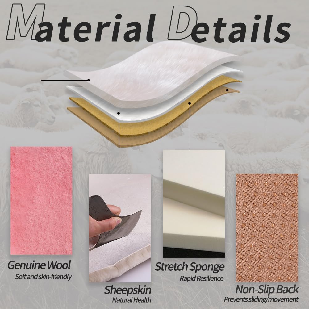 LLB Genuine Sheepskin Car Seat Cushion Seat Covers for Cars Trucks SUV Comfort Seat Protector Pad for Car Driver Seat Car Accessories for Women 19.2 X 19.2 in (Pink, Front Seat Cushion-1 Pc)