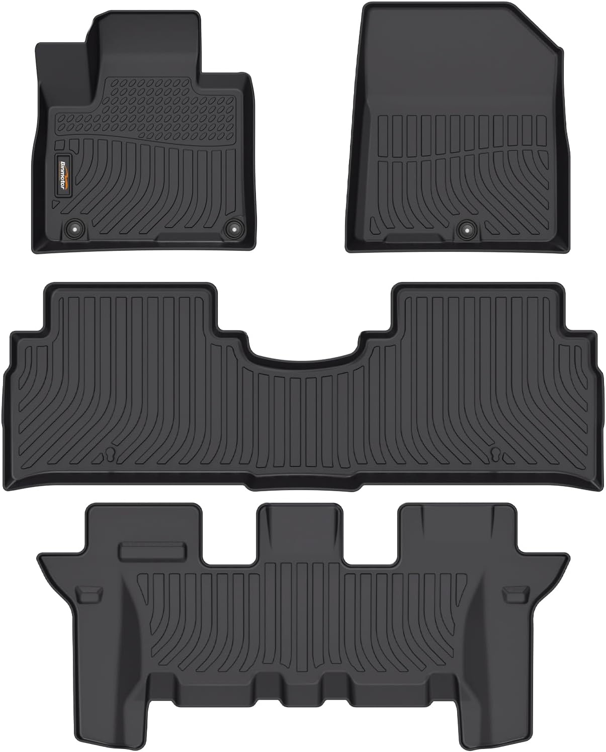 Binmotor-All Weather Floor Mats for Kia Sorento 2020 2019 2018 2017 2016, 1st & 2nd & 3rd Row Full Set, Heavy Duty Car Floor Liners-Black for Sorento Accessories