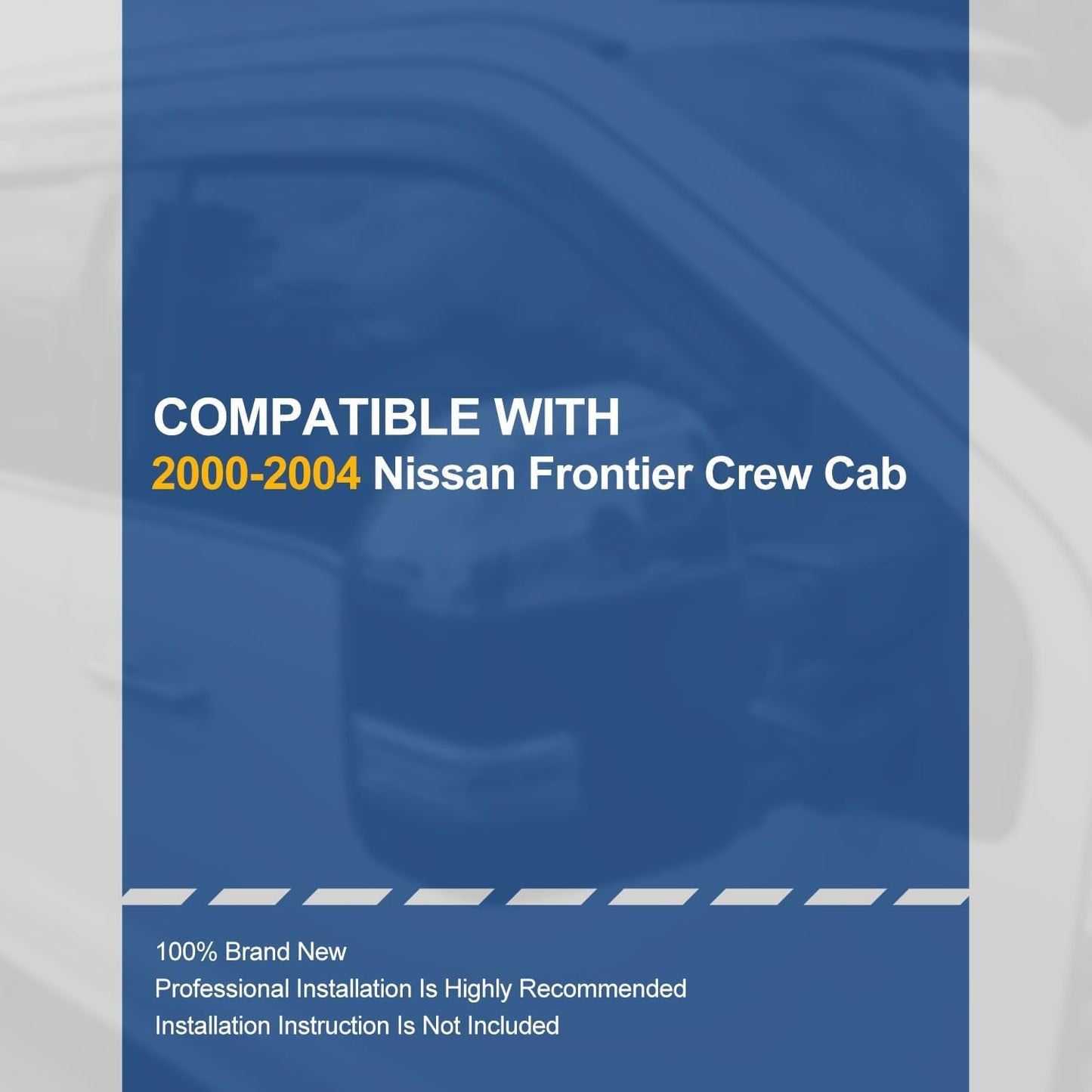 Auto Dynasty 4Pcs Carbon Fiber Pattern Window Visors Compatible with 2000-2004 Nissan Frontier Crew Cab, Tape-On Front & Rear Window Deflectors Rain Guards Sun Wind Air Side Vent Shade, Glossy Black