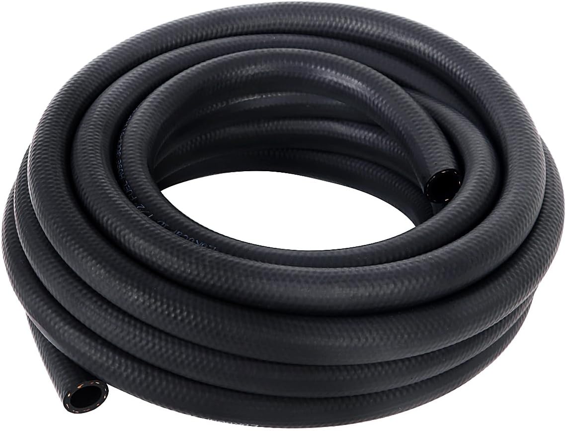 LokoCar Rubber Fuel Hose Line Push Lock 1/2" ID SAE 30R7 NBR 25ft 300PSI Black