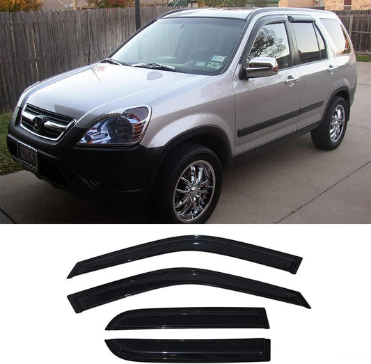 94459 Side Window Wind Vent Deflector,4pcs Outside Mount Style Shade Sun Rain Guards Set,Dark Smoke Nice Window Visor fit for 2002-2006 Honda CR-V