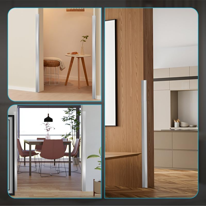 Proflex Wall Corner Protector - Pack of 6 Self Adhesive Corner Guards for Walls Edge Protection - 1-1/2 inch x 36 inch, Brushed Aluminum – Easy to Apply – No Tools Needed