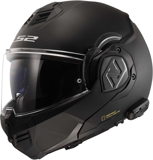 LS2 Helmets Advant Modular Helmet with Integrated Cardo 4X Bluetooth (Noir Matte Black - X-Small)