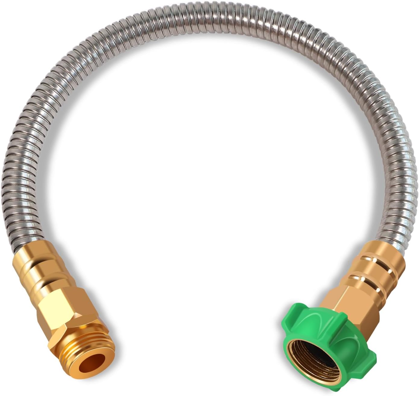 Metal Short Garden Hose 1 ft - Flexible Stainless Steel Water Hose Leader - Lightweight Small Hose With Brass Fittings (1 Feet)