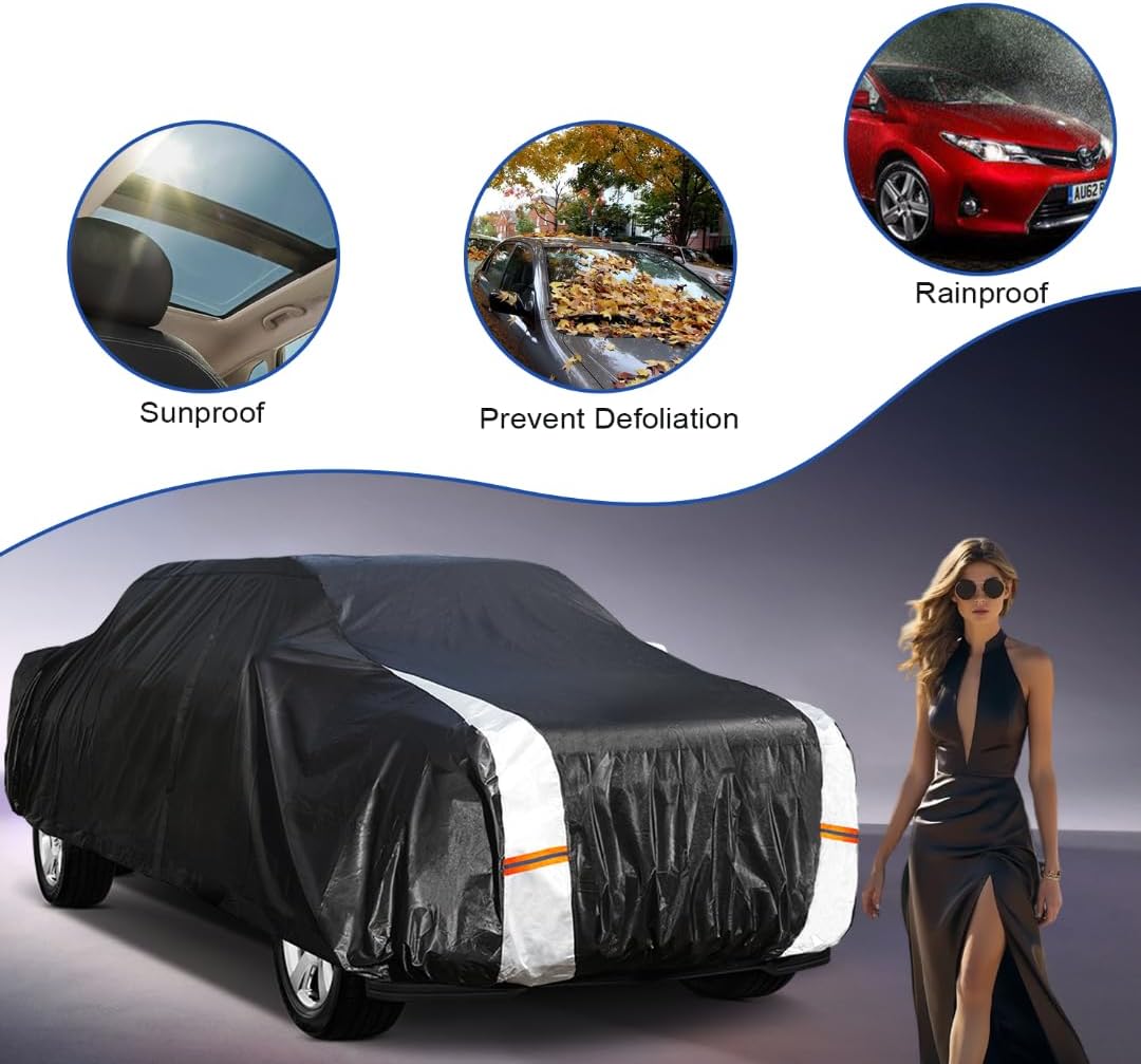 Silverado 1500 Truck Cover Custom Fit 1998-2025 Crew Cab SB (5.7'-5.8') with Door Zipper, 12 Layers Full Exterior Pickup Truck Cover Waterproof All Weather, Wind Dust Sun and UV Protection.