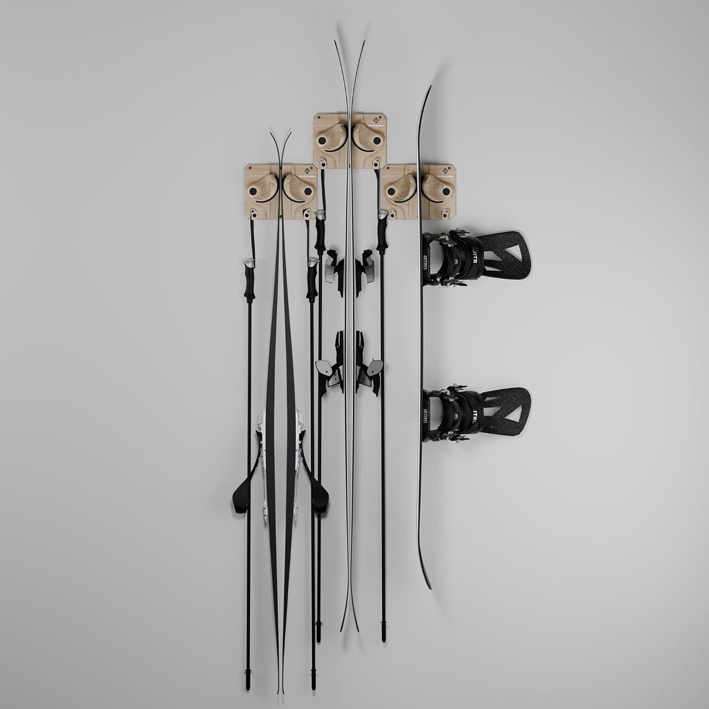 Ultimate Ski & Snowboard Wall Rack | Secure, Non-Slip Storage | Fits Any Ski/Board | Garage Organization | Ski Storage Rack | Snowboard Storage Rack | Winter Gear Organizer | 3 Pck