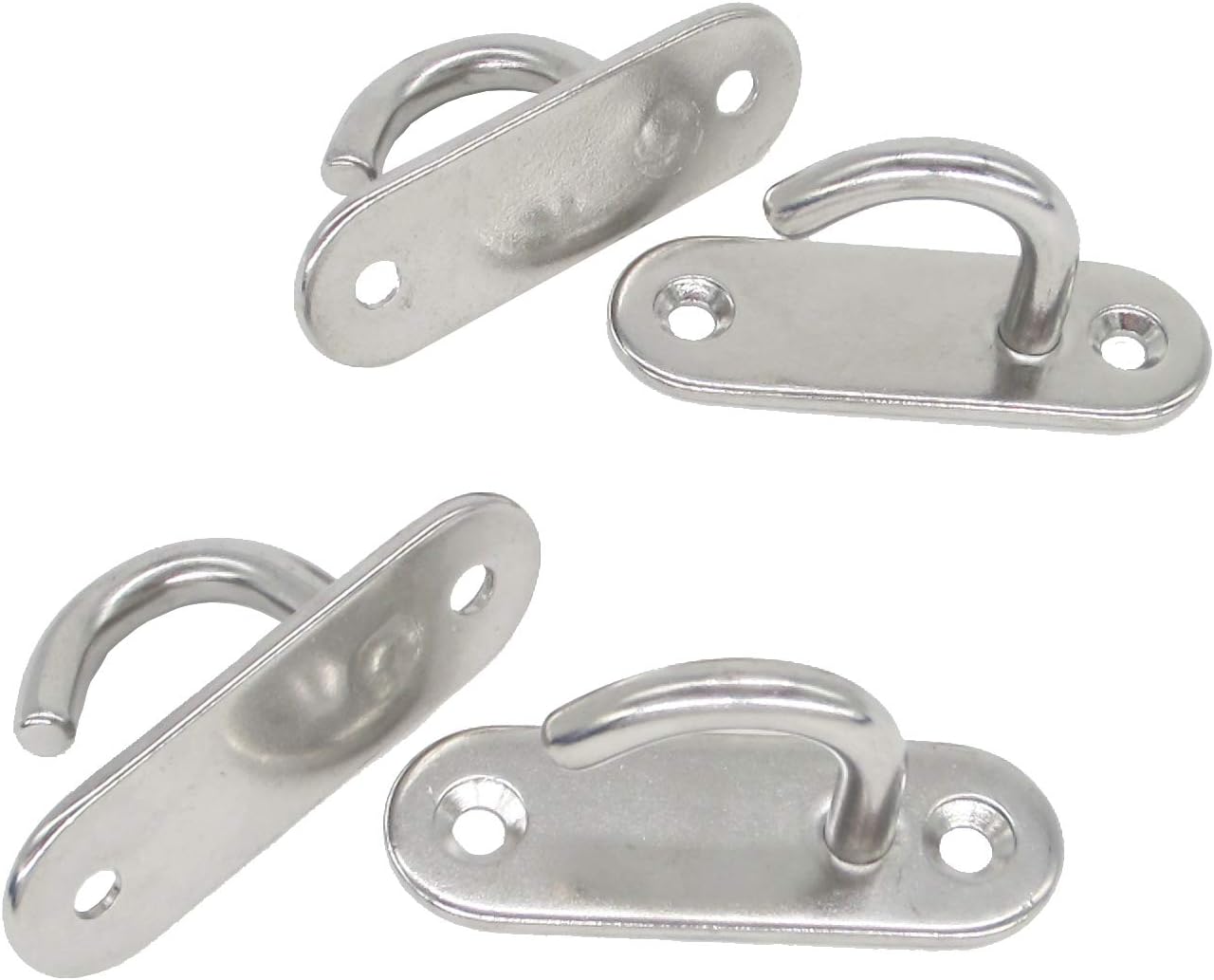 Stainless Steel Ceiling Hooks & Wall Hangers - Heavy Duty M6 Screw Mount, Rust-Proof Anchor Straps for Garage, Outdoor, Storage (4-Pack)