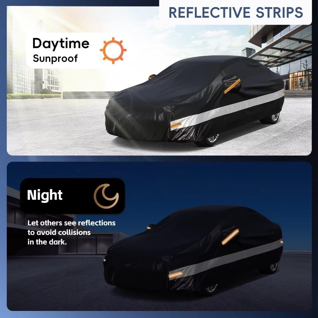 10 Layers Car Cover Custom Fit for Toyota Camry (1996-2025) Waterproof All Weather for Automobiles, Outdoor Full Cover Sun UV Rain Protection.Black