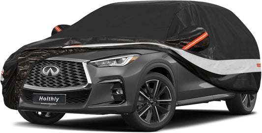 10 Layers SUV Car Cover Custom Fit for Infiniti QX50 QX55 (2021-2025), Waterproof All Weather for Automobiles, Outdoor Full Cover Sun Dust Rain Protection with Cotton. Black