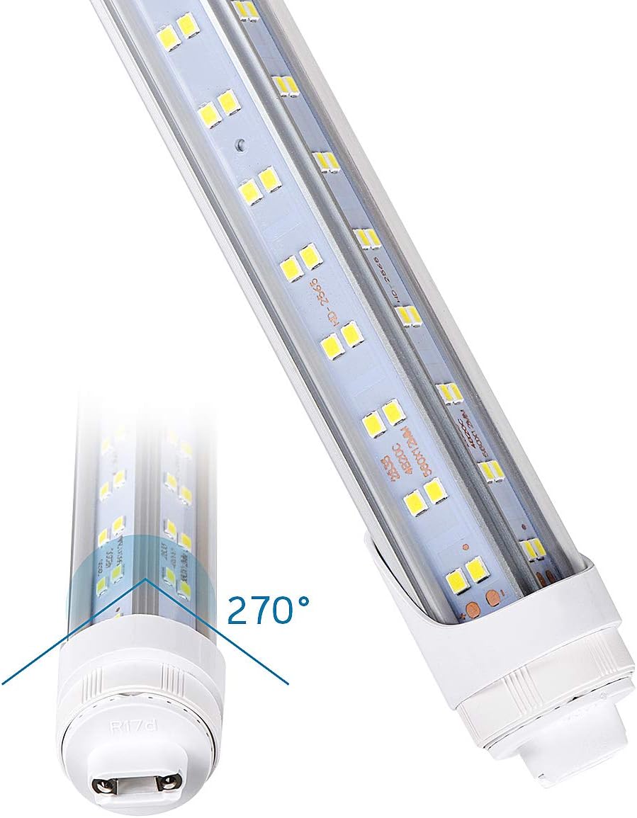 4 Pack, 120W 8ft R17D LED Tube Light, F96t12 HO 8 Foot Bulbs, 96'' Shop Light to Replace T8 T12 Fluorescent Bulbs, 100-277V Input, 19800LM, Cold White 6000K, Clear Lens