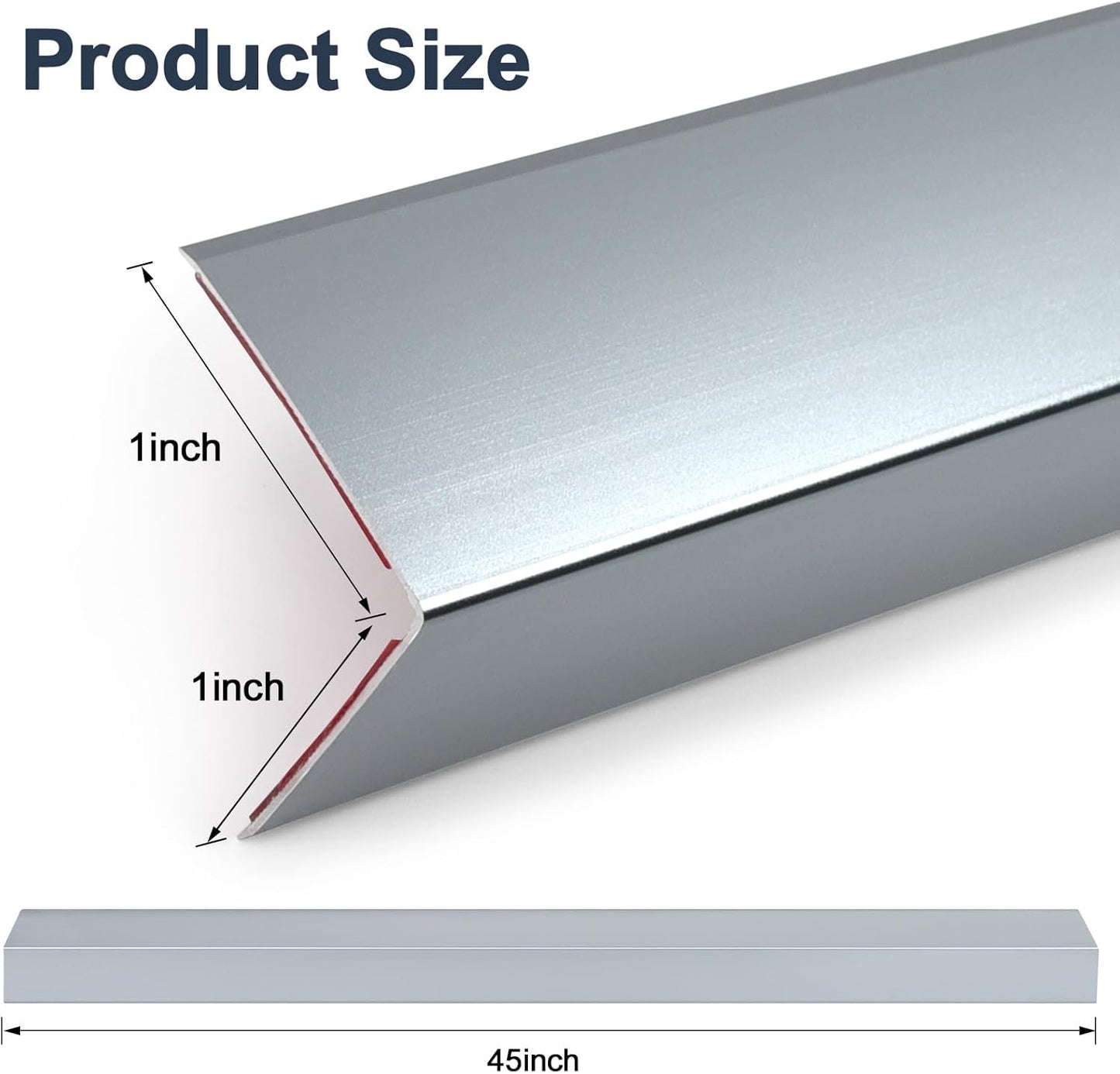 4PCS 45" Aluminum Metal Corner Protectors, Self Adhesive Corner Guards, Metal Wall Edge Protector Strip, Furniture Corner Protectors, Wall Cabinet Baseboard Decoration 45" x 1" (Grey)