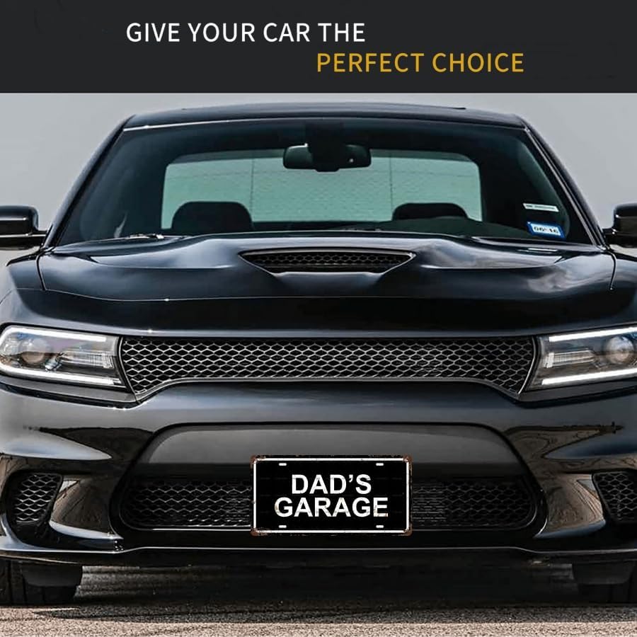 DAD'S GARAGE Space Vintage Metal Tin Sign License Plate Bar Cafe Garage Cave Home Room Wall Bathroom Farmhouse Garden Porch Patio Decor, 12 x 6 Inch