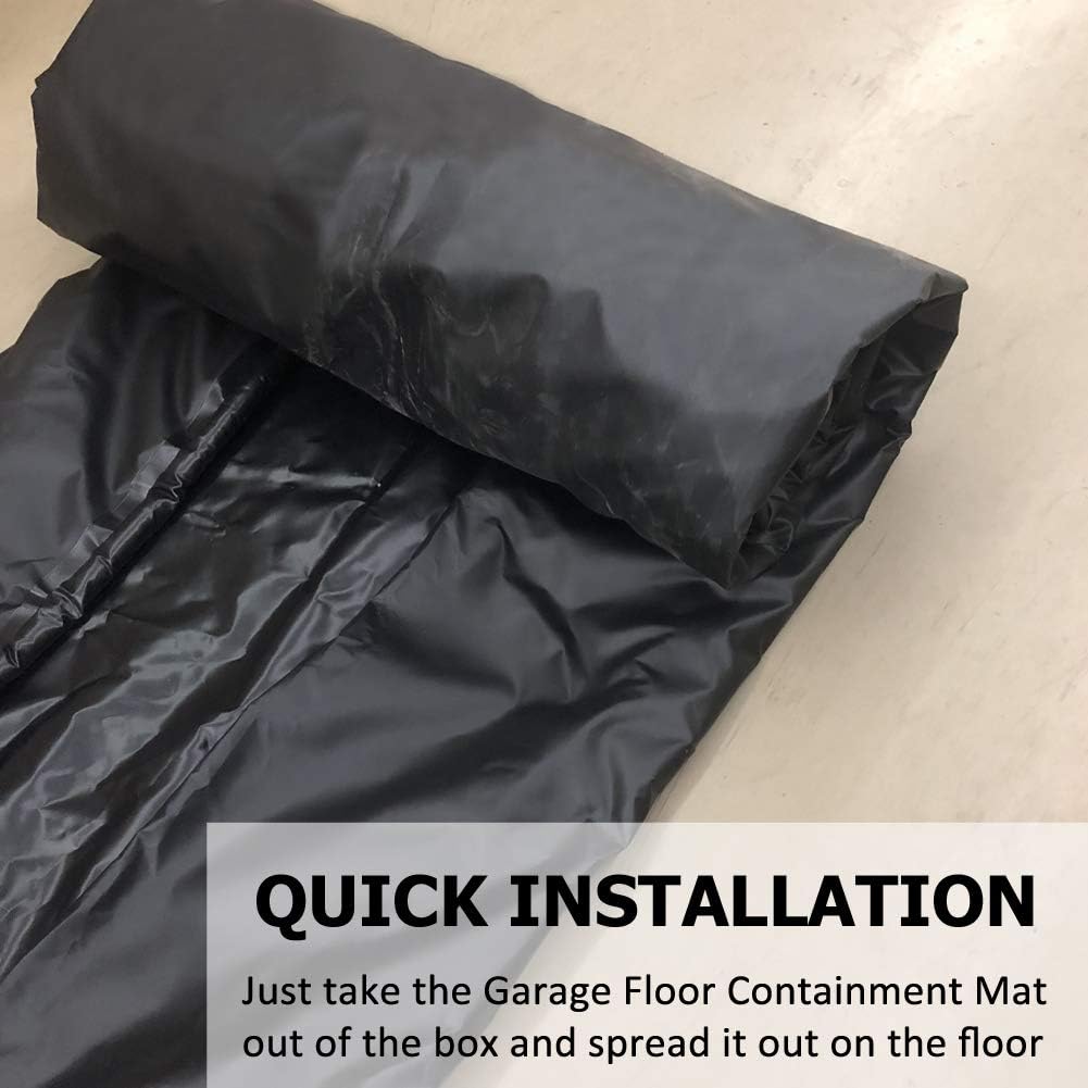 Garage Car Floor Mat Containment Garage Mat for Oil, Winter Snow, Mud, Rain - 7' 9" x 16', Black