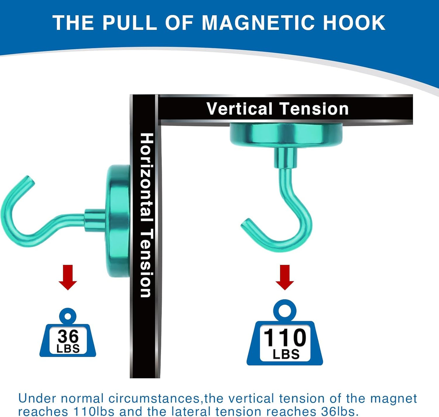 LOVIMAG Cruise Ship Essentials, 110Lbs Cruise Door Magnets, Green Magnetic Hooks, Magnetic Hooks Heavy Duty for Hanging Celling, Grill, Refrigerator Kitchen-6 Pack