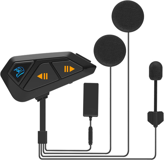 FreedConn FG Motorcycle Helmet Bluetooth Headset, Motorcycle Communication Systems with CVC Noise Cancellation, Stereo Music, 6 Riders 0.75mi/1200m intercom, 19Hrs Intercom, IP65, 1 Pack