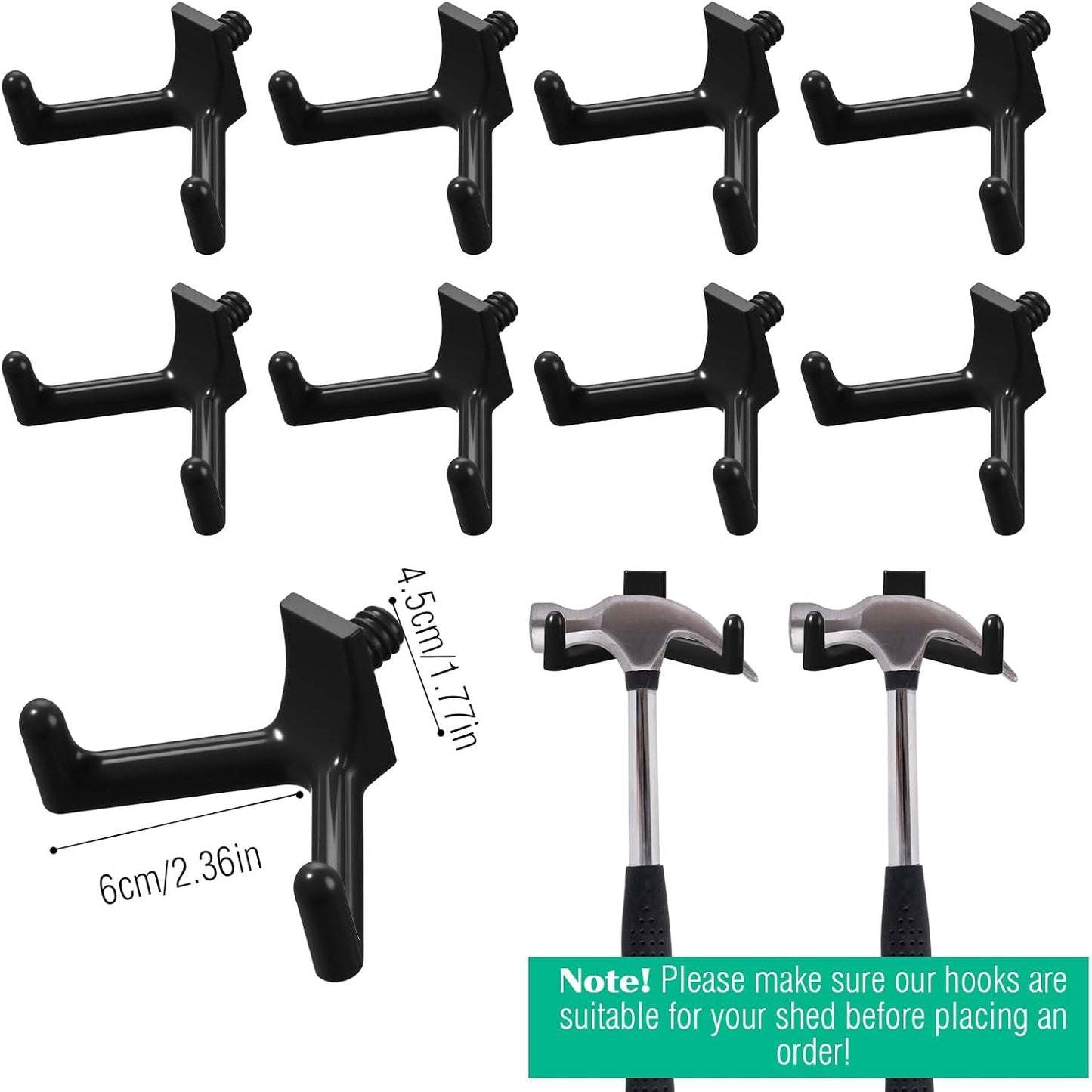 8 Pcs Shed Storage Tool Hooks Accessories Compatible with Suncast, Compatible with craftsman for Hanging Shelves Accessories Part, Storage Sheds Replacement Screws, Brackets and Hooks (V Shaped)