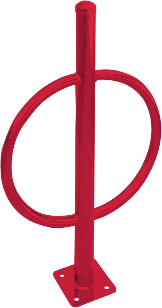 Sandbaggy Post and Ring Bike Rack - Commercial Bike Racks - Galvanized Steel - Anti-Theft Design - In Ground, Apartments, Sidewalks, Industrial (Red, 10)