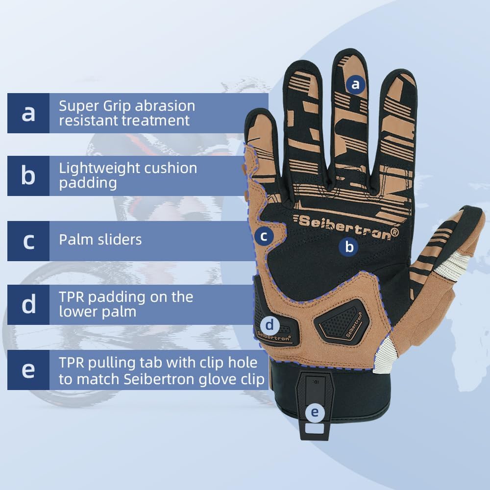 Seibertron SPS Series Touchscreen Motorcycle Motocross BMX ATV MTB Bicycle Cycling Full or Half Finger Gloves Adult and Youth