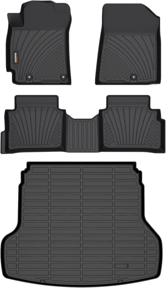 Binmotor-All Weather Floor Mats Cargo Liner Set for Kia Forte 2024 2023 2022-2019, GT丨GT-line丨LX丨 LXS Cargo Trunk Mat, Waterproof Car Mats for Kia Forte Accessories
