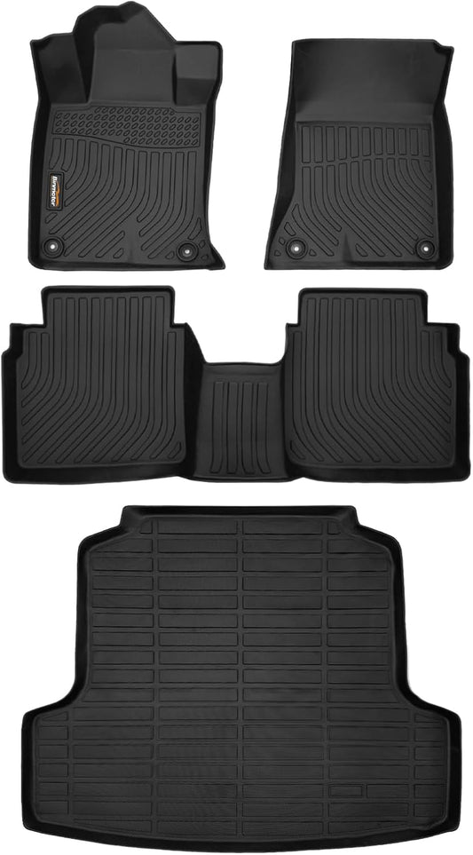Binmotor-Floor Mats for Nissan Altima 2019 2020 2021 2022 2023 2024 2025, Front & 2nd Row & Cargo Liner Mat, TPE All Weather Mats Rubber Liners for Nissan Altima Car Mats Accessories