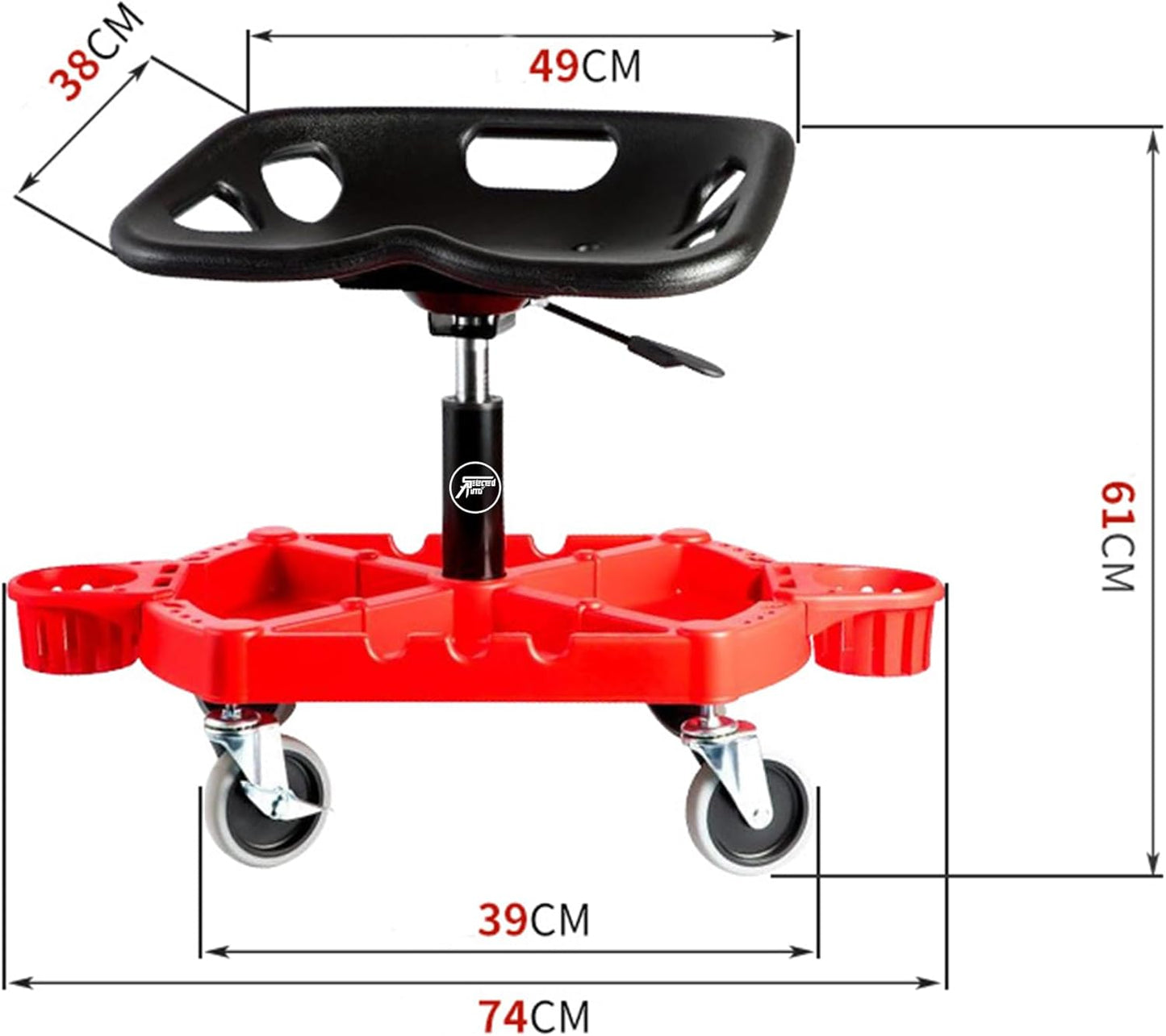 Car Detailing Stool Chair, Seat Height Adjustable Rolling Creeper, with Wheels, Garage Organizer and Tool Organizer Tray for Auto Detailing