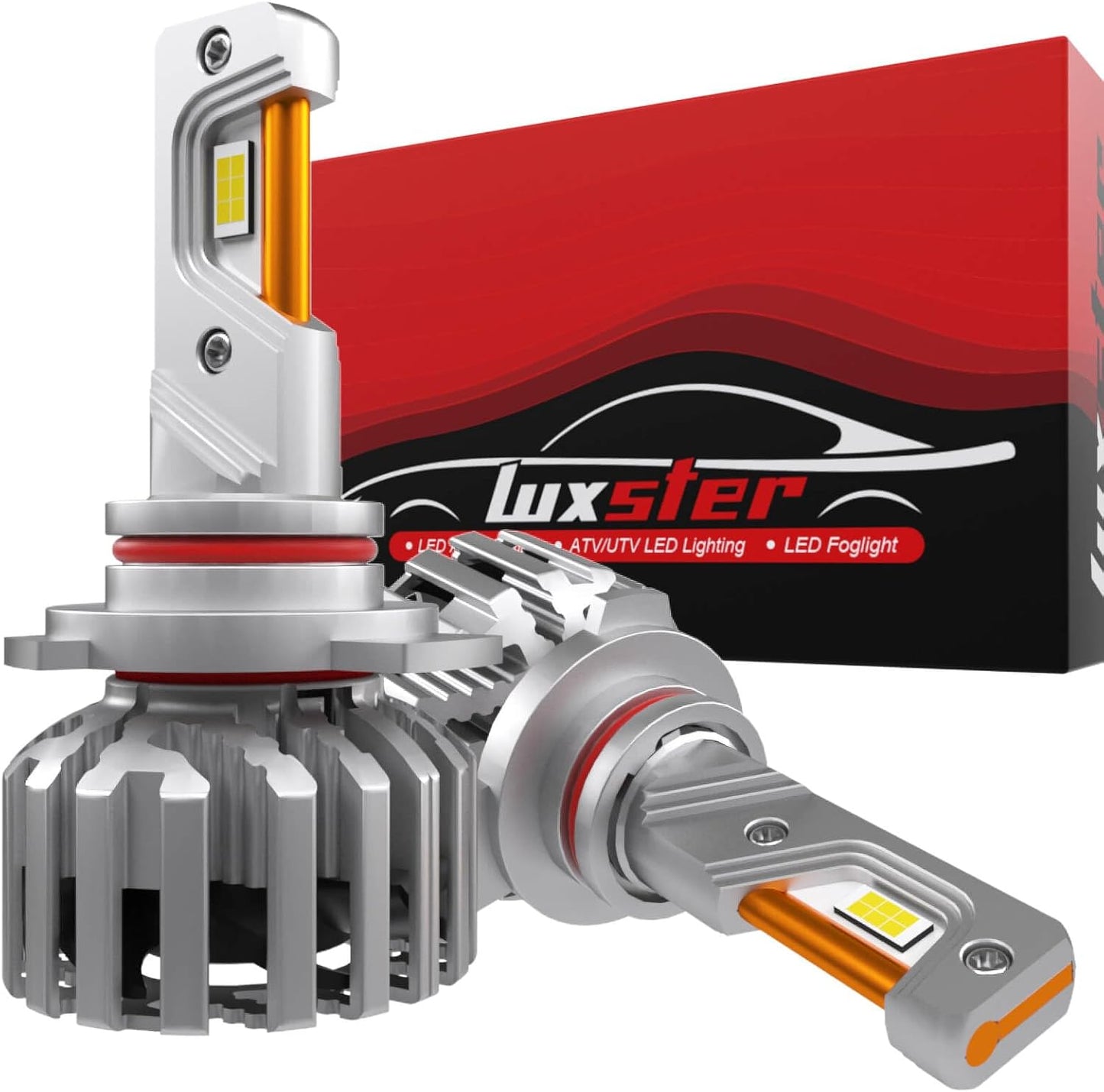 LUXSTER HolyKnight 9005 HB3 30000lm 55W LED Light Bulbs, 9145 H10 Foglight Bulbs, Super Bright, 6000K Cool White, Pack of 2