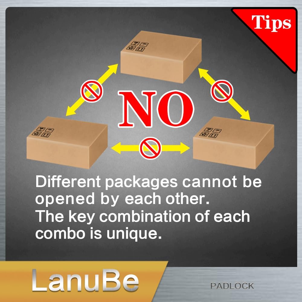 LanuBe Lock Laminated keyed Padlock (1-9/16", 40mm), keyed Alike Locks, Normal Shackle,Marked Black Plastic Hoop, Pack of 60…
