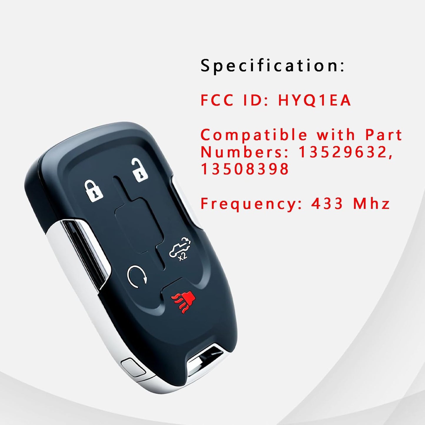 Keyless Entry Remote Control Key Fob Replacement Proximity Smart for 2019 2020 Chevy Silverado Truck 1500 2500 3500 GMC Sierra 2019 2020 (FCC:HYQ1EA) 1 pcs