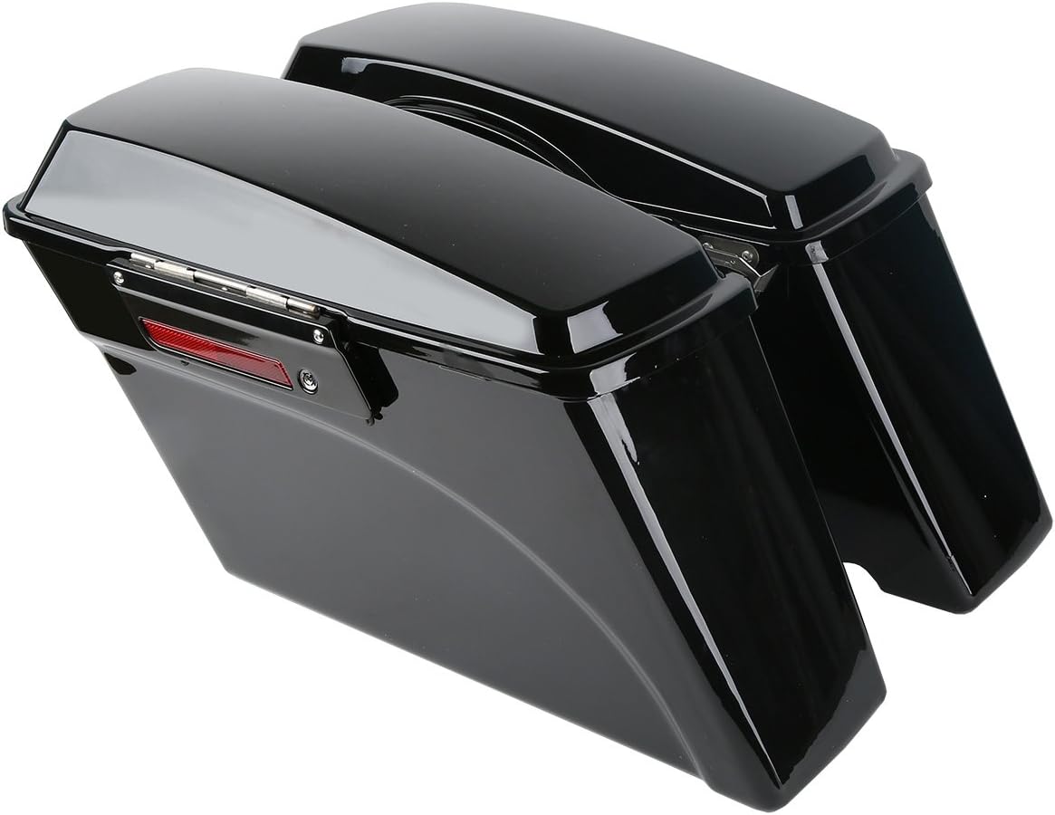 XFMT Motorcycle Saddlebags Vivid Black Hard Saddle Bags Trunk W/Black Latches For Harley Touring Road King Street Glide Road Glide Electra Glide Ultra Classic 1994-2013