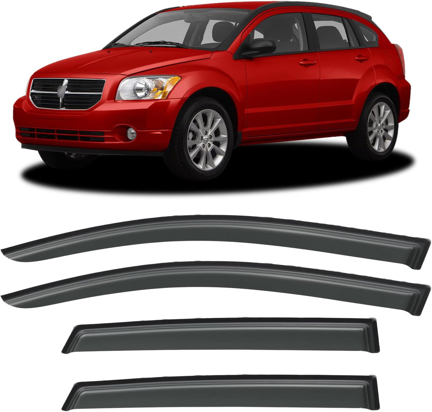 Window Visors Rain Guards for 2007-2012 Dodge Caliber, Out-Channel Window Vent Wind Deflectors Visors Shades for 07-12 Dodge Caliber