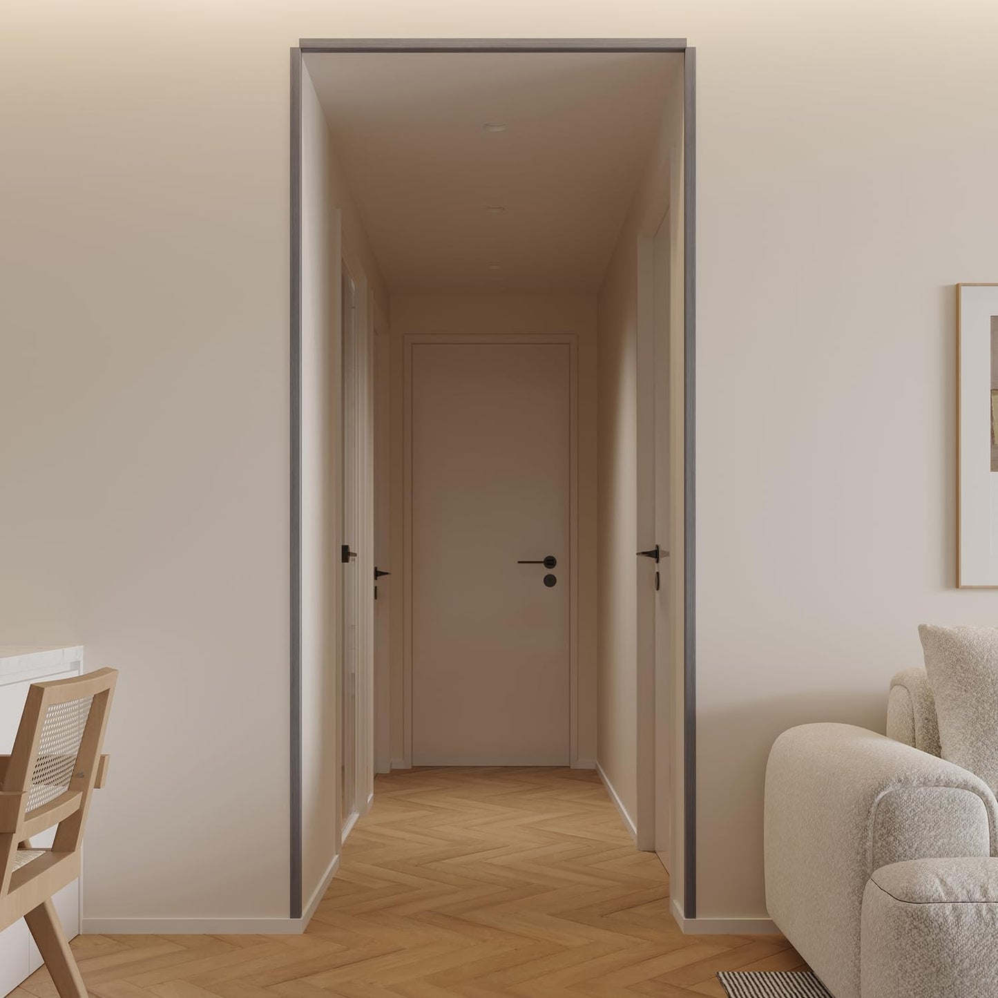 Wall Corner Protector 3PCS 45" Corner Molding Trim Grey Wood Grain Corner Trim Decorative Strips for Door and Window Frames Mirror Edges Ceramic Tiles, and Wooden Wall Edges.