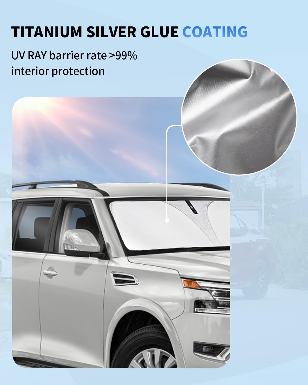 for Armada Windshield Sun Shade Custom Fit for 2017-2024 2025 Nissan Armada Accessories Sunshade 2-Layer Front Window Sun Visor Shield Protector Foldable Blocks UV Rays