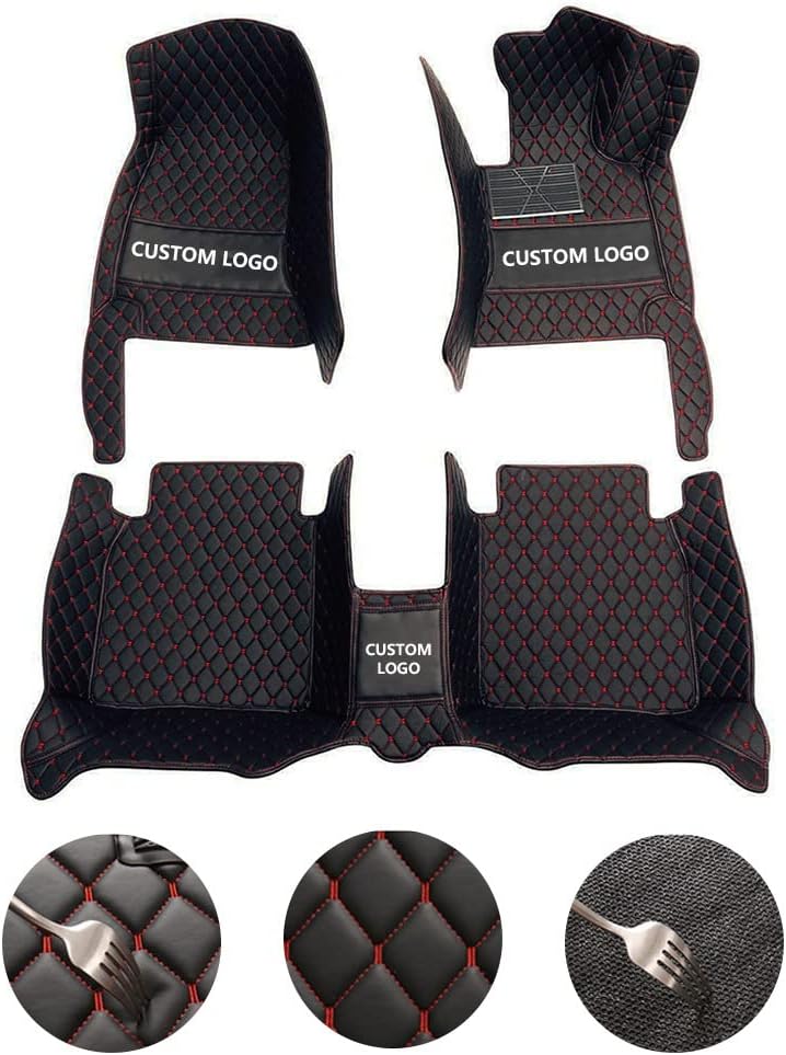 Custom All-Weather Protection Leather Car Floor Mats for Cars Sedan SUV Sports Car Waterproof Floor Mat (Beige)