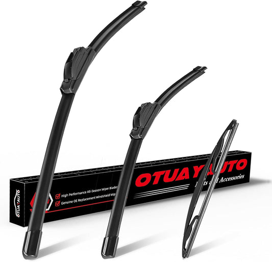 OTUAYAUTO Premium Windshield Wiper Blades - Replacement for Nissan Versa Note 2014-2019 - Precision Fit, All-Weather Performance, Front and Rear Wiper Blades, J/U Hook - 28"+12"+12" (Pack of 3)