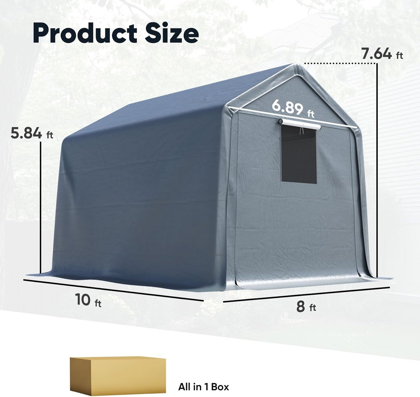 Quictent Heavy Duty 8x10FT Carport Shelter with Roll-Up Mesh Windows & Reinforced Frame, Portable Garage Canopy for Motorcycle Storage, Outdoor Equipment, Patio Furniture Cover - Dark Gray